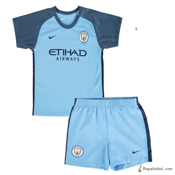 Camiseta Manchester City Replica Primera Ropa Niños 2016/17 Azul